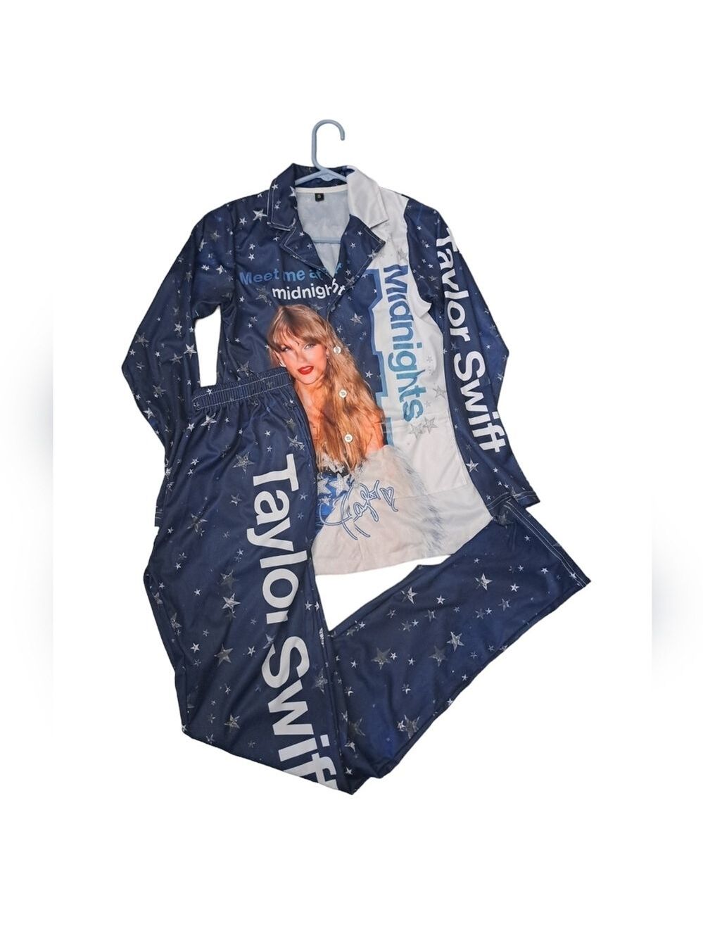TAYOR SWIFT themed PJ'S MIDNIGHT two piece set long sleeve shirt pants Swiftie S